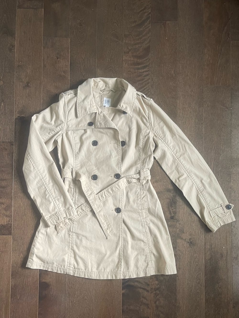 Girls GAP Beige Double-Breasted Trench Coat with Belt